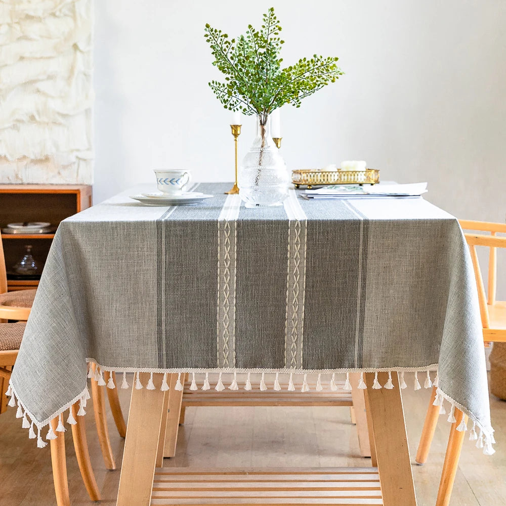 Battilo Linen Cotton Tablecloth Round Rectangular Table Cloth Waterproof Table Cover for Dining Coffee Table Kitchen Decoration