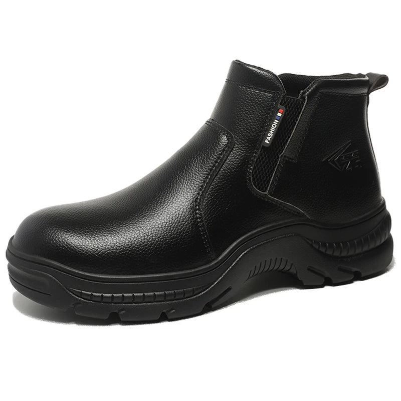 2025 Quality Leather Boots Men Safety Shoes Waterproof Work Boots Safety Steel Toe Shoes Men Puncture-Proof Indestructible Shoes