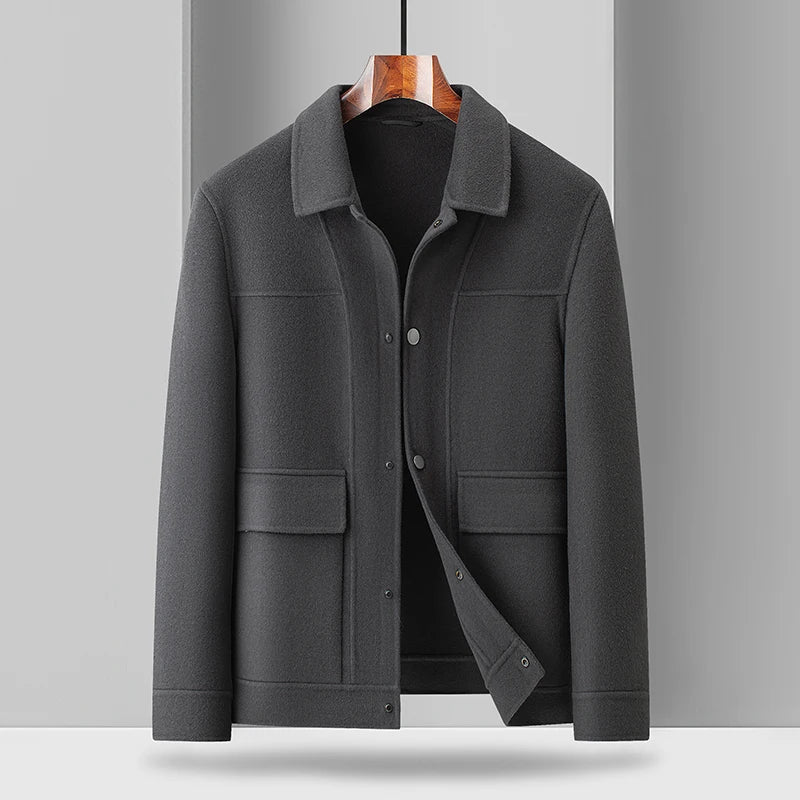 2024 Autumn/Winter New Double sided Woolen Coat High end Fabric Korean Edition Fashion Pure Handmade Woolen Coat Work Style