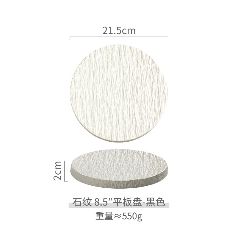 Main Dish Tableware Rock Plate  Stone Grain Ceramic Western Food Steak Plate Japanese Plate Home Western Food Display Tray