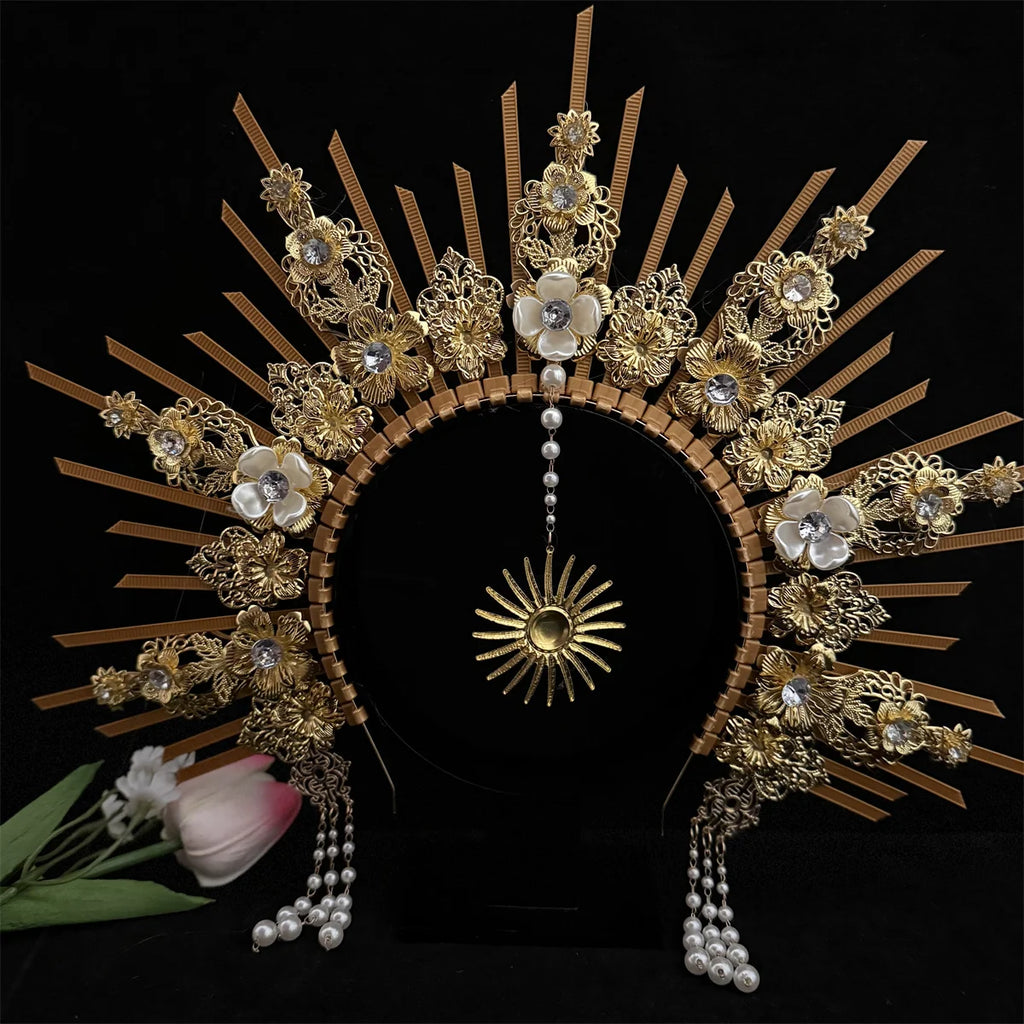 Gothic Crown Headband Goddess Halo Halloween Costume Headwear Party Cosplay Headgear Jewelry Accessories