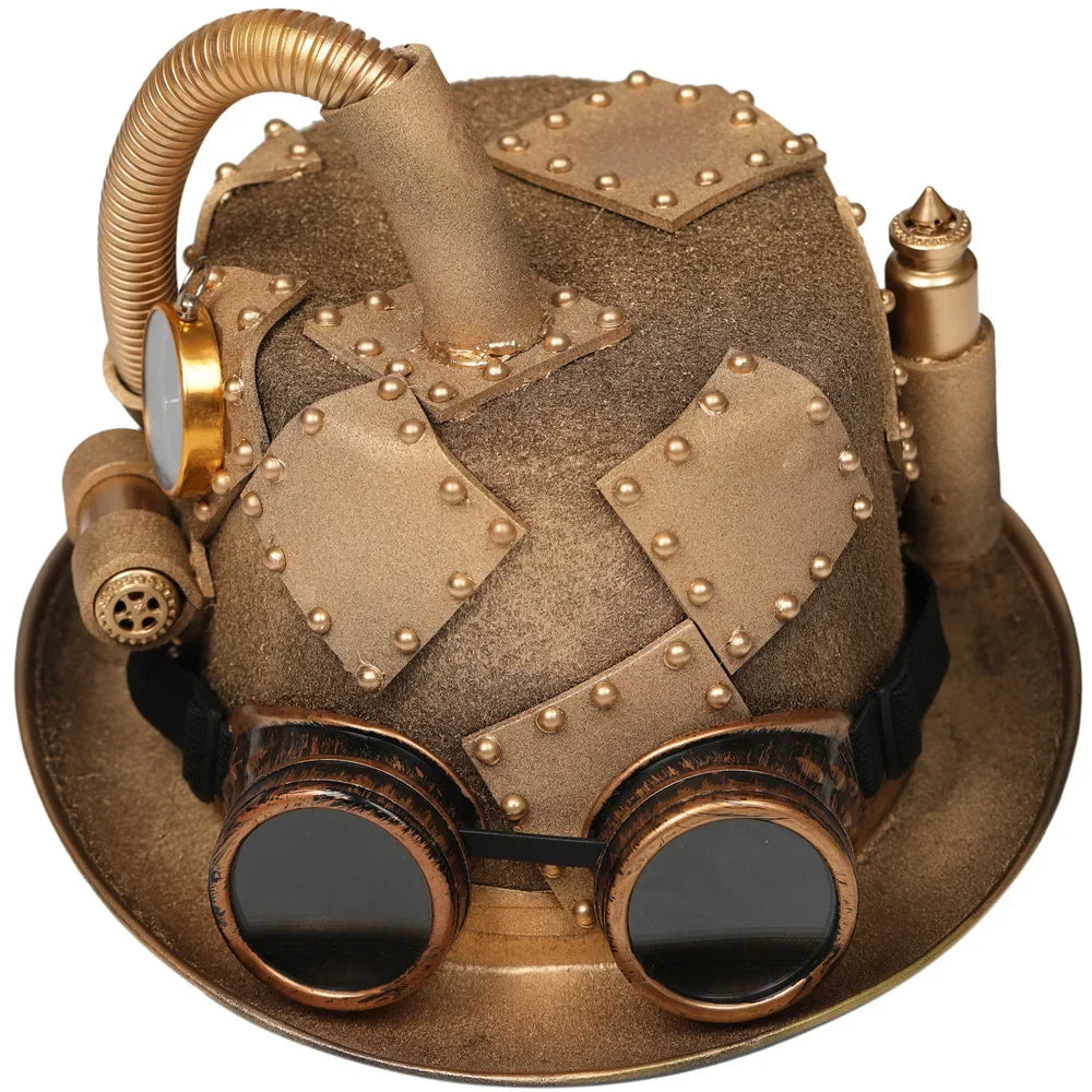 Gothic Headwear Steampunk Hat Victorian Top Magic Gears Goggles Chain Top Hats for Dress Up Halloween Cosplay Costume Fedora Cap