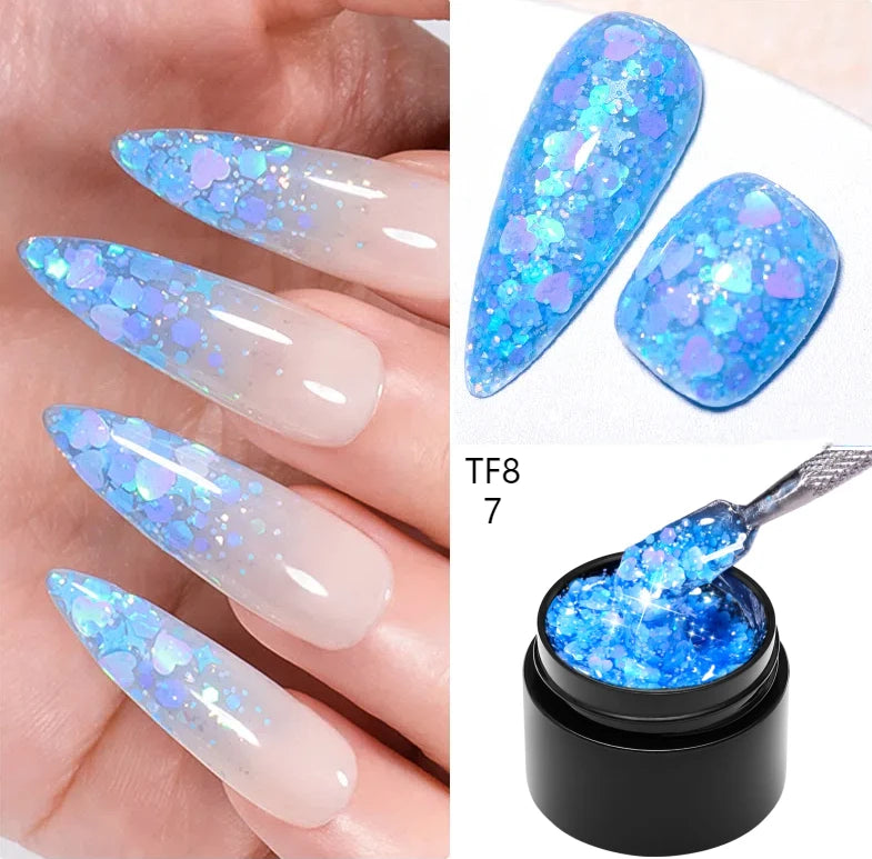 MEET ACROSS 5ML Blue Dried Flower Gel Nail Polish Natural Flower Fairy Nail Art Soak Off UV LED Painting Gel Varnish For Nails