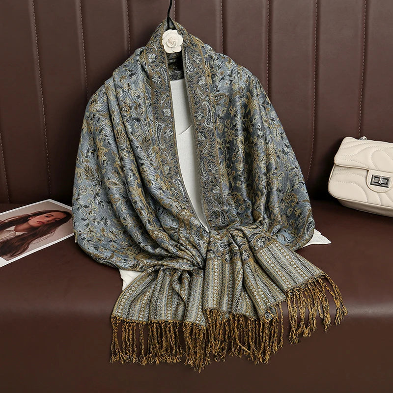 18 Color Available Luxury Bohemian Style Shawl Women Scarf Jacquard Paisley Designer Lady Muslim Hijab Pashmina Neckerchief Wrap