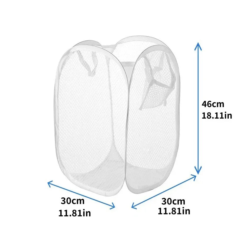 Portable Mesh Pop Up Laundry Hamper Wide Opening Breathable Collapsible Space-Saving Laundry Basket Dorm Travel Bathroom Items