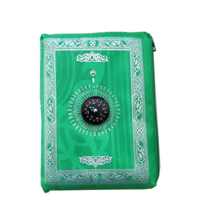 Prayer Rug Polyester Portable Braided Mats Simply Print with Compass In Pouch Travel Home New Style Mat Blanket 100x60cm